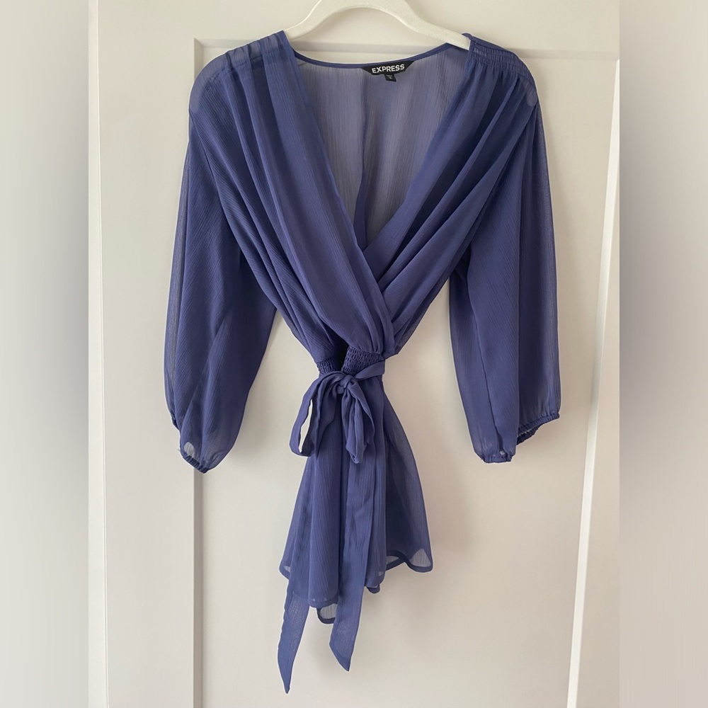 Tie-waist wrap blouse
